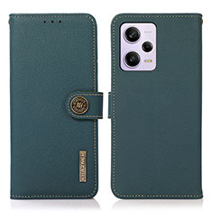 Custodia Portafoglio In Pelle Cover con Supporto B02H per Xiaomi Redmi Note 12 Pro 5G Verde