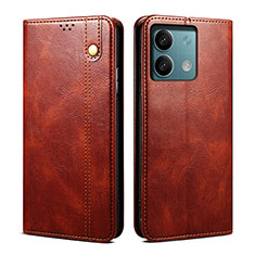 Custodia Portafoglio In Pelle Cover con Supporto B02S per Xiaomi Redmi Note 13 Pro 5G Marrone