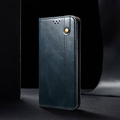 Custodia Portafoglio In Pelle Cover con Supporto B02S per Xiaomi Redmi Note 9 5G Blu