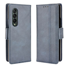 Custodia Portafoglio In Pelle Cover con Supporto B02Y per Samsung Galaxy Z Fold3 5G Blu