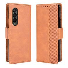 Custodia Portafoglio In Pelle Cover con Supporto B02Y per Samsung Galaxy Z Fold4 5G Marrone