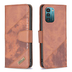 Custodia Portafoglio In Pelle Cover con Supporto B03F per Nokia G11 Marrone