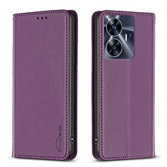 Custodia Portafoglio In Pelle Cover con Supporto B03F per Realme Narzo N55 Viola