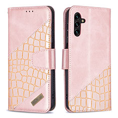 Custodia Portafoglio In Pelle Cover con Supporto B03F per Samsung Galaxy A04s Oro Rosa