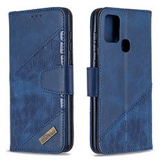 Custodia Portafoglio In Pelle Cover con Supporto B03F per Samsung Galaxy A21s Blu