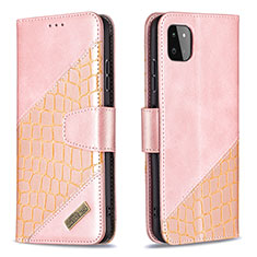 Custodia Portafoglio In Pelle Cover con Supporto B03F per Samsung Galaxy A22s 5G Oro Rosa