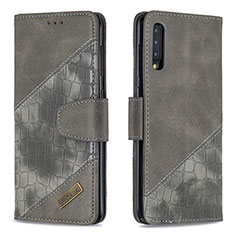 Custodia Portafoglio In Pelle Cover con Supporto B03F per Samsung Galaxy A30S Grigio Scuro