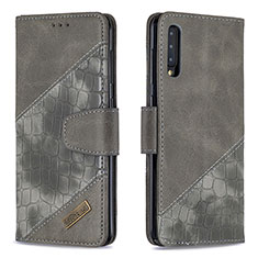 Custodia Portafoglio In Pelle Cover con Supporto B03F per Samsung Galaxy A50S Grigio Scuro