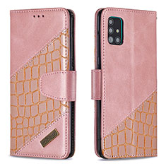 Custodia Portafoglio In Pelle Cover con Supporto B03F per Samsung Galaxy A51 5G Oro Rosa