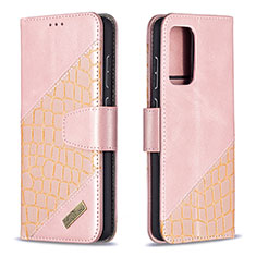 Custodia Portafoglio In Pelle Cover con Supporto B03F per Samsung Galaxy A72 4G Oro Rosa