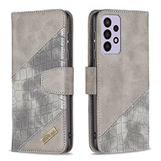 Custodia Portafoglio In Pelle Cover con Supporto B03F per Samsung Galaxy A73 5G Grigio Scuro