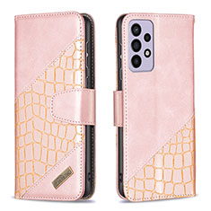 Custodia Portafoglio In Pelle Cover con Supporto B03F per Samsung Galaxy A73 5G Oro Rosa