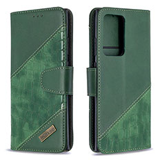 Custodia Portafoglio In Pelle Cover con Supporto B03F per Samsung Galaxy Note 20 Ultra 5G Verde