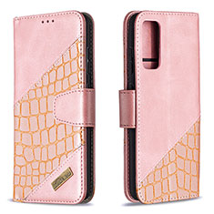 Custodia Portafoglio In Pelle Cover con Supporto B03F per Samsung Galaxy S20 FE (2022) 5G Oro Rosa