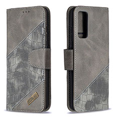 Custodia Portafoglio In Pelle Cover con Supporto B03F per Samsung Galaxy S20 FE 4G Grigio Scuro