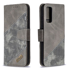 Custodia Portafoglio In Pelle Cover con Supporto B03F per Samsung Galaxy S20 Lite 5G Grigio Scuro