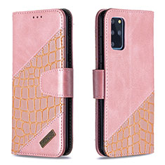 Custodia Portafoglio In Pelle Cover con Supporto B03F per Samsung Galaxy S20 Plus Oro Rosa