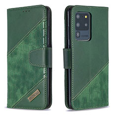 Custodia Portafoglio In Pelle Cover con Supporto B03F per Samsung Galaxy S20 Ultra 5G Verde