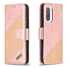 Custodia Portafoglio In Pelle Cover con Supporto B03F per Xiaomi Mi 11i 5G Oro Rosa