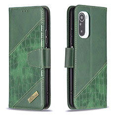 Custodia Portafoglio In Pelle Cover con Supporto B03F per Xiaomi Mi 11i 5G Verde