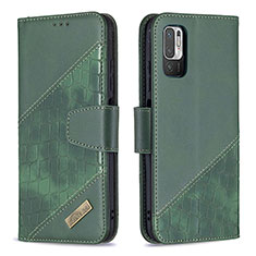 Custodia Portafoglio In Pelle Cover con Supporto B03F per Xiaomi POCO M3 Pro 5G Verde