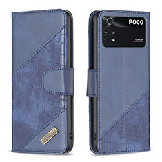 Custodia Portafoglio In Pelle Cover con Supporto B03F per Xiaomi Poco M4 Pro 4G Blu