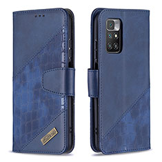 Custodia Portafoglio In Pelle Cover con Supporto B03F per Xiaomi Redmi 10 (2022) Blu