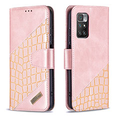 Custodia Portafoglio In Pelle Cover con Supporto B03F per Xiaomi Redmi 10 (2022) Oro Rosa