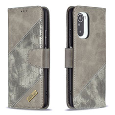 Custodia Portafoglio In Pelle Cover con Supporto B03F per Xiaomi Redmi K40 Pro+ Plus 5G Grigio Scuro