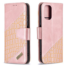 Custodia Portafoglio In Pelle Cover con Supporto B03F per Xiaomi Redmi Note 10 4G Oro Rosa