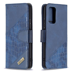 Custodia Portafoglio In Pelle Cover con Supporto B03F per Xiaomi Redmi Note 10 Pro 4G Blu