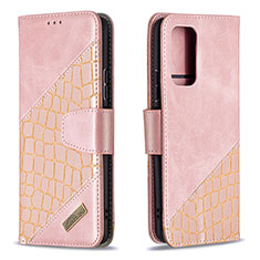 Custodia Portafoglio In Pelle Cover con Supporto B03F per Xiaomi Redmi Note 10 Pro 4G Oro Rosa
