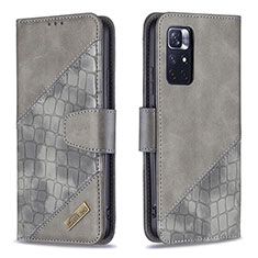 Custodia Portafoglio In Pelle Cover con Supporto B03F per Xiaomi Redmi Note 11 5G Grigio Scuro