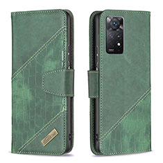 Custodia Portafoglio In Pelle Cover con Supporto B03F per Xiaomi Redmi Note 11 Pro 5G Verde
