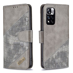 Custodia Portafoglio In Pelle Cover con Supporto B03F per Xiaomi Redmi Note 11 Pro+ Plus 5G Grigio Scuro