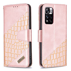 Custodia Portafoglio In Pelle Cover con Supporto B03F per Xiaomi Redmi Note 11 Pro+ Plus 5G Oro Rosa