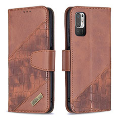 Custodia Portafoglio In Pelle Cover con Supporto B03F per Xiaomi Redmi Note 11 SE 5G Marrone