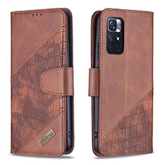 Custodia Portafoglio In Pelle Cover con Supporto B03F per Xiaomi Redmi Note 11S 5G Marrone