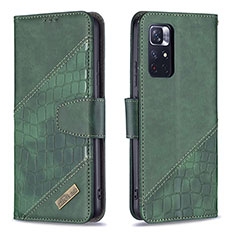 Custodia Portafoglio In Pelle Cover con Supporto B03F per Xiaomi Redmi Note 11T 5G Verde