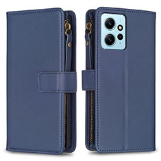 Custodia Portafoglio In Pelle Cover con Supporto B03F per Xiaomi Redmi Note 12 4G Blu