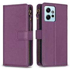 Custodia Portafoglio In Pelle Cover con Supporto B03F per Xiaomi Redmi Note 12 4G Viola