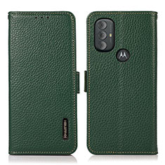 Custodia Portafoglio In Pelle Cover con Supporto B03H per Motorola Moto G Play Gen 2 Verde