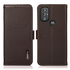 Custodia Portafoglio In Pelle Cover con Supporto B03H per Motorola Moto G Power (2022) Marrone