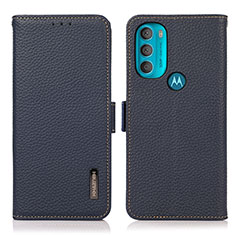 Custodia Portafoglio In Pelle Cover con Supporto B03H per Motorola Moto G71 5G Blu