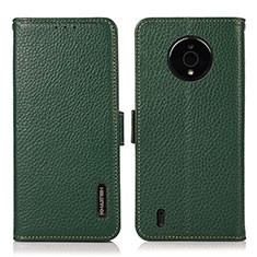 Custodia Portafoglio In Pelle Cover con Supporto B03H per Nokia C200 Verde