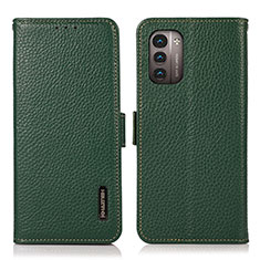 Custodia Portafoglio In Pelle Cover con Supporto B03H per Nokia G11 Verde