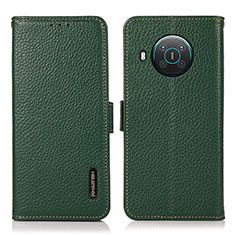 Custodia Portafoglio In Pelle Cover con Supporto B03H per Nokia X10 Verde