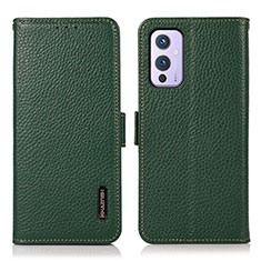 Custodia Portafoglio In Pelle Cover con Supporto B03H per OnePlus 9 5G Verde