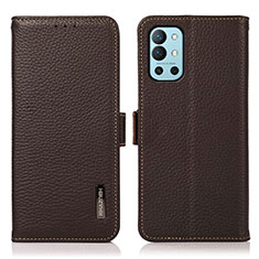 Custodia Portafoglio In Pelle Cover con Supporto B03H per OnePlus 9R 5G Marrone