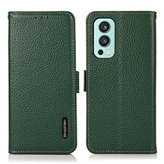 Custodia Portafoglio In Pelle Cover con Supporto B03H per OnePlus Nord 2 5G Verde